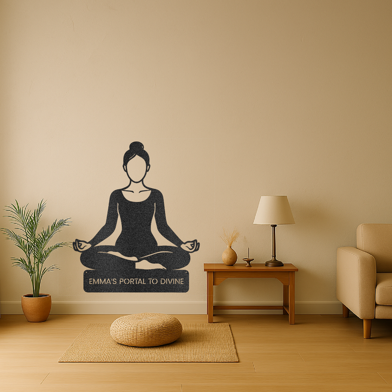 Meditating Woman Metal Wall Art