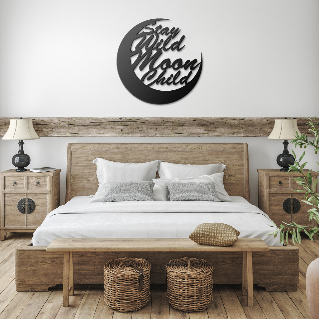 Stay_Wild_Moon_Child_Metal_Wall_Art_Black_Farmhouse_Bedroom_Mockup.png