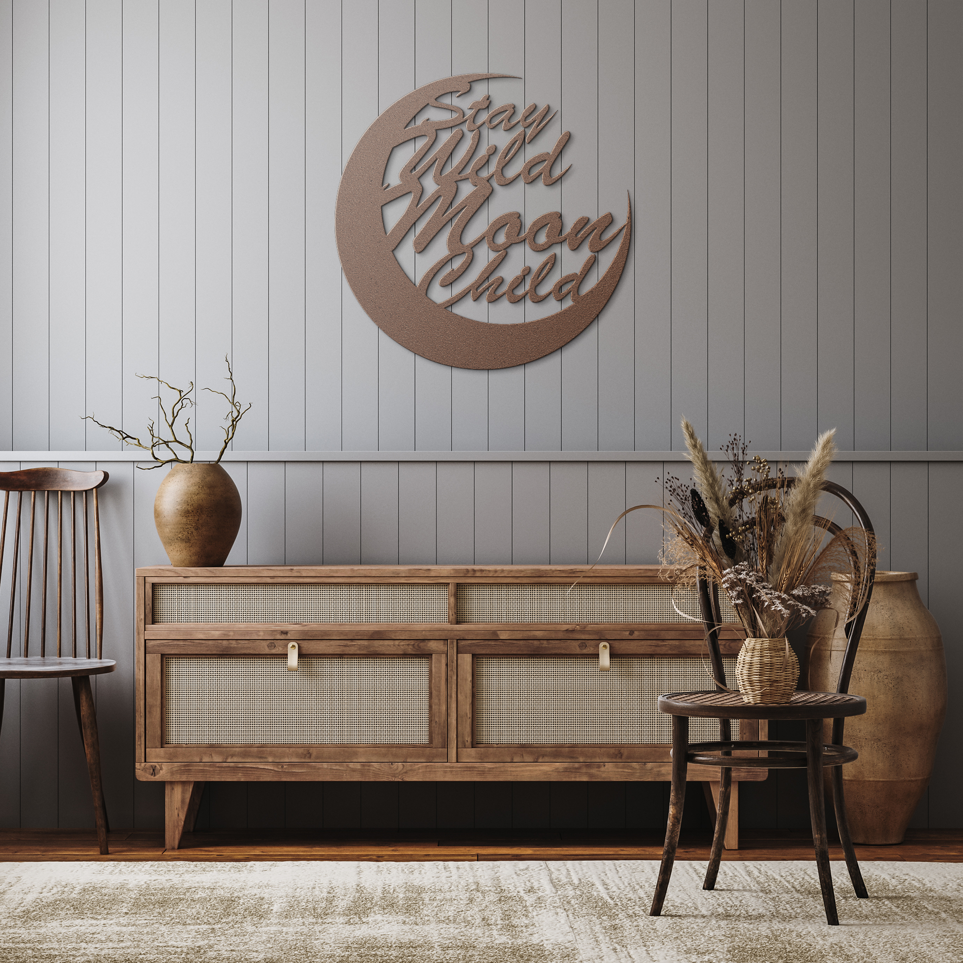 Stay_Wild_Moon_Child_Metal_Wall_Art_Copper_Rustic_Hallway_Mockup.png
